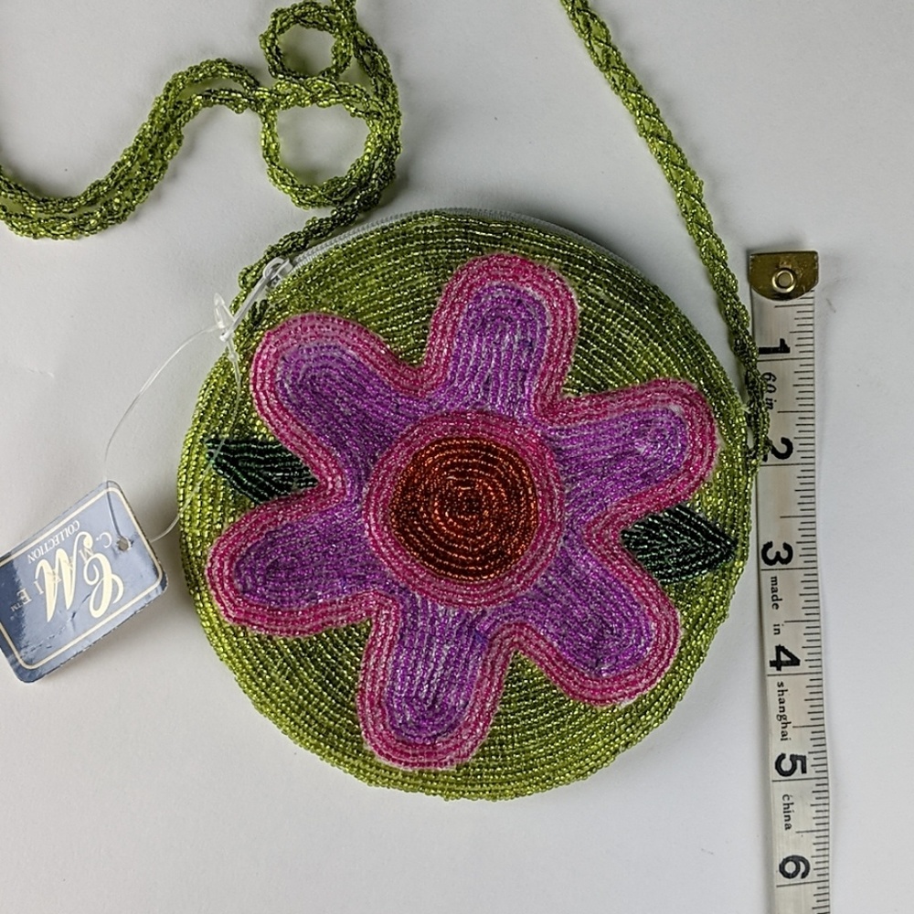 NWT C. Marie 5" Beaded Flower Round Purse